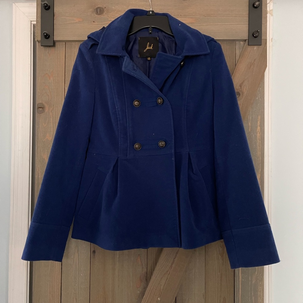 Royal blue double breasted short pea coat - Picture 4 of 5